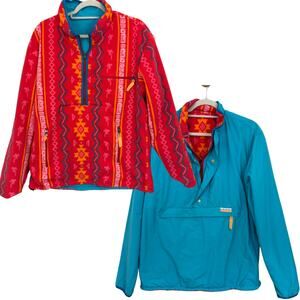 Chubbies Mens Reversible Fleece Nylon Jacket Size M Made In USA Aztec Retro